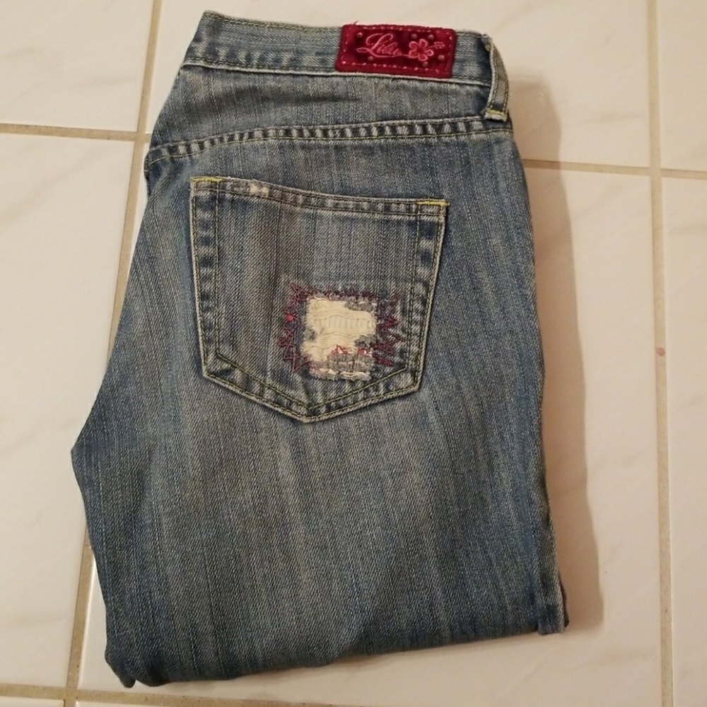Lilu  distressed boho floral jeans